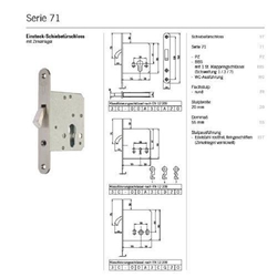 Schiebetürschloß 71 PZ Zirkelriegel mit Blech F20/55mm rund silber Nr. A7101 50/100G