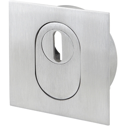 Schutz-Rosette 2011 KS Flach, 1mm hoch, PZ mit Kernziehschutz innen unsichtbar verschraubt, für Zylinderüberstand -4 bis + 2mm, inkl. Schrauben M5x60, M5x75, Oberfl. 60 (Edelstahl matt) Nr. 16080