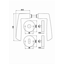 ZT-Drückergarnitur 1290 ER TWIST, mit Rosetten 2036 K, Ausf. BB, mit Rückholfeder, TS 38-42mm, Oberfl. 60 (Edelstahl matt) Nr. 949