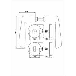 ZT-Drückergarnitur 1290 ER TWIST, mit Rosetten 2036 K, Ausf. PZ, mit Rückholfeder, TS 38-42mm, Oberfl. 60 (Edelstahl matt) Nr. 951