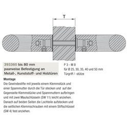 Befestigungspunkt zur paarweisen Befestigung an Metall-, Kunststoff- und Holz bis Türstärke 80mm Nr. 8B038008000