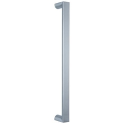Stoßgriff Halbrundprofil Stützen gerade auf Gehrung geschweißt, H1825mm BA1800mm T75mm D40x25mm inkl. M8 Gewindeeinsatz, Edelstahl matt Nr. ES 4025.1800 ug M8.1