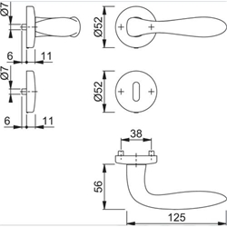 Hoppe OT-Drückergarnitur, mit Rosetten, rund, DIN Links-Rechts, BB, VK8, Messing Genova M1535/19KV/19KVS, F45-R mit Stütznocken, Gleitlager, TS 37-42mm Nr. 2711607