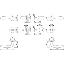 Hoppe OT-Drückergarnitur, mit Rosetten, rund, DIN Links-Rechts, WC/S, VK8, MS Genova M1535/19KV/19KVS, F45-R mit Stütznocken, Gleitlager, TS 37-42mm Nr. 2711666