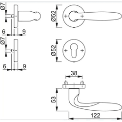 Hoppe OT-Drückergarnitur, mit Rosetten, rund, DIN Links-Rechts, PZ, VK8, Messing Verona M151/42KV/42KVS, verchromt-Resista mit Stütznocken, Gleitlager, TS 37-42mm Nr. 2749509