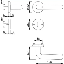 Drückergarnitur Helsingborg E1730Z/17KV/17KVS BB RHF F69 Edelstahl matt 37-42mm, duranorm® Nr. 3588428