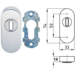 Schieberosette oval PZ ZA 14mm Edelstahl poliert