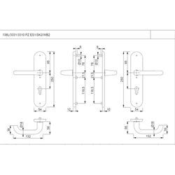 Hoppe Schutz-Drückergarnitur, Langschild, PZ, E72, VK8, RH12 Paris 138L/3331/3310, F1 naturfarbig eloxiert verdeckt verschraubt, TS 42-47mm Nr. 3665008