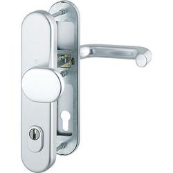 Hoppe HT-Schutz-Wechselgarnitur, oval, PZ, 10/92, DIN Links-Rechts, Aluminium Paris 86G/3332ZA/3310/138, F1 naturfarbig eloxiert Langschild, TS 67-72mm Nr. 3666001