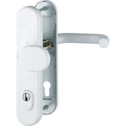 Hoppe HT-Schutz-Wechselgarnitur, oval, PZ, 10/92, DIN Links-Rechts, Aluminium Paris 86G/3332ZA/3310/138, verkehrsweiß beschichtet Langschild, TS 67-72mm Nr. 3665999