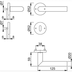 Hoppe Drückergarnitur, mit Rosetten, rund, DIN Links-Rechts, BB, VK8, Edelst. Amsterdam E1400Z/42KV/42KVS, edelstahl matt mit Stütznocken, Gleitlager, TS 37-42mm Nr. 3289719