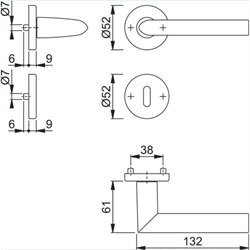 Hoppe Drückergarnitur, mit Rosetten, rund, DIN Links-Rechts, BB, VK8, Aluminium Stockholm 1140/42KV/42KVS, F1 naturfarbig mit Stütznocken, Gleitlager, TS 37-42mm Nr. 2782712