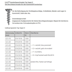 Ejot-Fensterbauschrauben Super-E 4.2x40mm hell verzinkt Nr. 2253440601