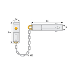 Abus Türkette,abschließbar, SK78 B/DFNLI Stahl weiß gehärtet Made in Germany Nr. 03963