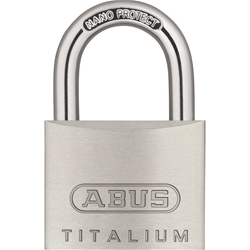 Abus Vorhangschloss,Titalium 64TI/40 Lock-Tag 5-stiftig, 2 Profilschlüssel, TITALIUM™-SpezialALU Gehäuseb. 40mm,Gehäuset. 15mm,H 62mm, verschiedenschließend Nr. 79474