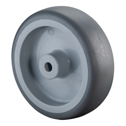 Rad, Rad Ø 75mm, Thermoplastischer Gummi grau, Radb. 25mm, Nabenl. 28mm, Gleitlager, Radk. Kunststoff, Tragkr. 60kg Nr. A80.078