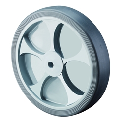 Rad, Rad Ø 160mm, Thermoplastischer Gummi grau, Radb. 45mm, Nabenl. 60mm, Rollenlager, Radk. Kunststoff, Tragkr. 200kg Nr. B44.161