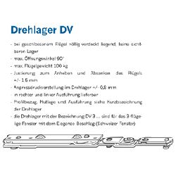 Winkhaus DF-Drehlager, DIN Rechts, Stahl, Flügelteil DV-3/1-Z, zum Anschrauben, F1, galvanisch verzinkt (MG:C2) 2397363