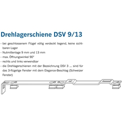 Winkhaus DF-Drehlagerschiene, DIN Links-Rechts, Stahl, Flügelteil DSV-3/1, Beschlagnut, silberfarbig, galvanisch verzinkt (MG:C2) 1791078
