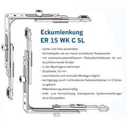 Winkhaus DK-Eckumlenkung, einbruchhemmend ER 15 WK C, Stahl, silberfarbig (MG:G1) 2777403
