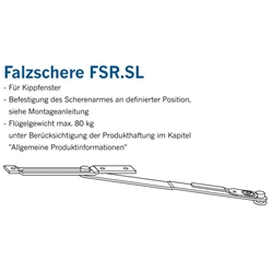 Winkhaus Kippfenster-Falzschere, FSR, links-rechts ktg, Stahl, silberfarbig, galvanisch verzinkt Flügelgewicht max. 80kg (MG:E1) 1811067
