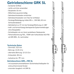 Winkhaus DK-Getriebe GRK 895/1 G263 SL, Standard, D 15,5mm GRK, konstant, Rollzapfen FFH 645- 895mm, Griffsitzh. 263mm (MG:G1) 1957381 (Bund: 20 / Pal.:400)