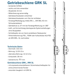 Winkhaus DK-Getriebe GRK1100/1 G413 SL, Standard, D 15,5mm GRK, konstant, Rollzapfen FFH 850- 1100mm, Griffsitzh. 413mm (MG:G1) 1889454