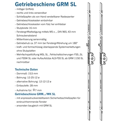 Winkhaus DK-Getriebe GRM2300/2 SL, Standard, D 15,5mm GRM, mittig, Rollzapfen FFH 1800- 2300mm (MG:G1) 1793989
