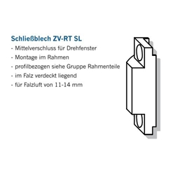 Winkhaus DF-Schließblech, verdeckt liegend ZV-RT452/13, DIN Links-Rechts, Kunststoff, silberfarbig, Rahmenteil, zum Anschrauben, KBE 70 AD/MD (MG:C4) 2074732