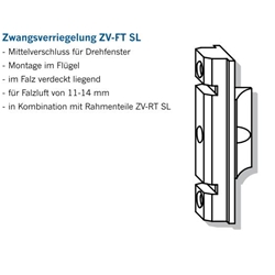 Winkhaus DF-Zwangsverriegelung, DIN Links-Rechts ZV-FT, verdeckt liegend, Stahl F1 galvanisch verzinkt Falzluft 11-14mm, zum Anschrauben (MG:C4) 2359324