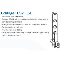 Winkhaus DK-Ecklager, verstellbar, DIN Links-Rechts ESV 6-3-3, Rahmenteil, Stahl, weiß, silber Flügelgewicht max. 100kg (MG:A5) 2071283