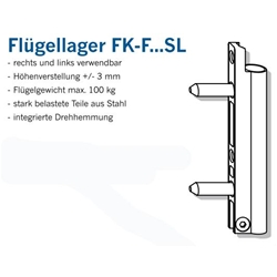 Winkhaus DK-Flügellager, Flügelteil, DIN Links-Rechts FK-F 20-6/20, titanfarbig verstellbar, Falzluft 20mm, NL 6mm (MG:A5) 2010421