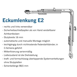 Winkhaus DK-Eckumlenkung, mit Stützkörper E2.N, Stahl, silber chromatiert (MG:A1) 5019147 (KLT: 100 / Pal.: 2400)