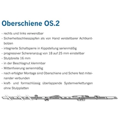 Winkhaus DK-Oberschiene, mit Schließzapfen, Pilzzapfen OS2.1250-1, DIN Links-Rechts, Stahl, silber, chromatiert Flügelteil, FFB 1000-1250 (MG:A2) 2848291