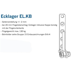 Winkhaus DK-Ecklager, verstellbar, Rechts EL.KB.6-3-16, Rahmenteil, Stahl, titanfarbig Flügelgewicht max. 130kg (MG:A5) 2903967 (KLT: 400 / Pal.: 3200)