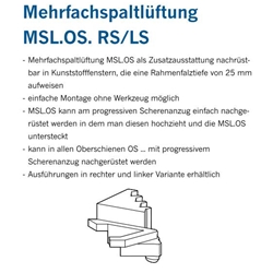 Winkhaus DK-Spaltlüfter, mehrstufig, 25mm MSL-OS, DIN Links, silber, chromatiert, zum Einklemmen (MG:E1) 5115572