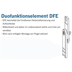 Winkhaus DK-Duofunktionselement, Mittenfixierung, DIN Links-Rechts DFE, für Getriebe, Stahl silber chromatiert zum Aufschrauben (MG:A1) 4931451