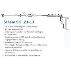 Winkhaus DK-Schere, Winkelband, DIN Links, Stahl SK2.21-13, weiß Flügelteil, Tragk.130kg (MG:A1) 4926407