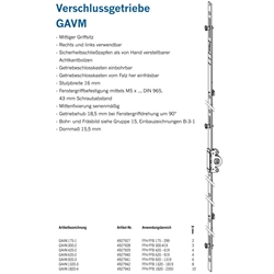 Winkhaus DF-Verschlussgetriebe, o. Lochung, D 15,5mm, ktg GAVM.920-3, mittig, SI-Schließz., Stahl, silber, chromatiert FFH 920-1219mm (MG:C4) 4927941