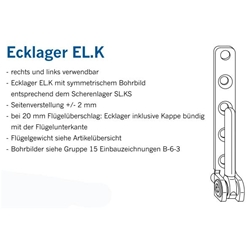 Winkhaus DK-Ecklager, verstellbar, DIN Links-Rechts EL.K.3-3-3, Rahmenteil, Stahl, weiß, lackiert Flügelgewicht max. 80kg (MG:A5) 4928409