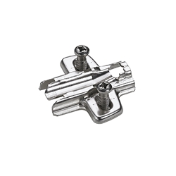 Hettich Kreuzmontageplatte mit Langloch-Höhenverstellung, vernickelt, Lochreihe 37x32mm, mit Euroschrauben (für Bohrung ø 5x12mm), Distanz 0,0mm 9075055
