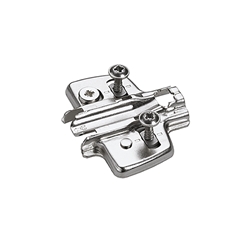 Hettich Kreuzmontageplatte mit Direkt-Höhenverstellung, vernickelt, Lochreihe 37x32mm, mit Spanplattenschrauben (für Bohrung ø 2,5mm), Distanz 5,0mm 9075088