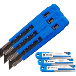 STAHLHÄRTER Cuttermesser-Set (3 x Cuttermesser CM18 + 3 x Klingen-Set CK18S) Nr. CM.SET