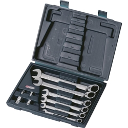 Ringratschenschlüssel-Satz umschaltbar, 10-teilig (KS Tools) Satzinhalt: 8, 10, 12, 13, 17, 19 mm + 4 Adapter