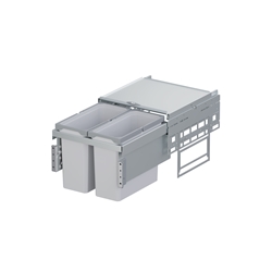 Vauth-Sagel Abfallsammler ENVI Space Öko-Liner K450-2F mit Metalldeckel, Frontauszugsystem 2-fach für Korpusbreite 450mm, 2x16 Liter hellhgrau Nr. 90003753