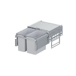 Vauth-Sagel Abfallsammler ENVI Space Öko-Liner K500-2F mit Metalldeckel, Frontauszugsystem 2-fach für Korpusbreite 500mm, 1x15,5 Liter, 1x12 Liter hellgrau Nr. 90006360
