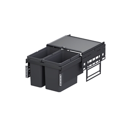Vauth-Sagel Abfallsammler ENVI Space Öko-Liner K500-2F mit Metalldeckel, Frontauszugsystem 2-fach für Korpusbreite 500mm, 1x15,5 Liter, 1x12 Liter lavagrau Nr. 90009362