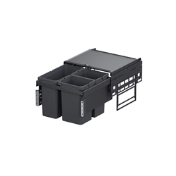 Vauth-Sagel Abfallsammler ENVI Space Öko-Liner K500-3F mit Metalldeckel, Frontauszugsystem 3-fach für Korpusbreite 500mm, 1x16 Liter, 2x10 Liter, lavagrau Nr. 90009358