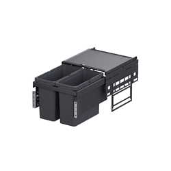 Vauth-Sagel Abfallsammler ENVI Space Öko-Liner K600-2F mit Metalldeckel, Frontauszugsystem 2-fach für Korpusbreite 600mm, 2x15,5 Liter, lavagrau Nr. 90009363