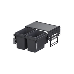 Vauth-Sagel Abfallsammler ENVI Space Öko-Liner K600-2F mit Metalldeckel, Frontauszugsystem 2-fach für Korpusbreite 600mm, 2x22 Liter, lavagrau Nr. 90009359